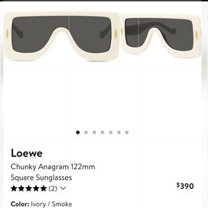 NEW LOEWE CHUNKY ANAGRAM 122mm SQUARE SUNGLASSES IN IVORY W/ GOLD TRIM🪞